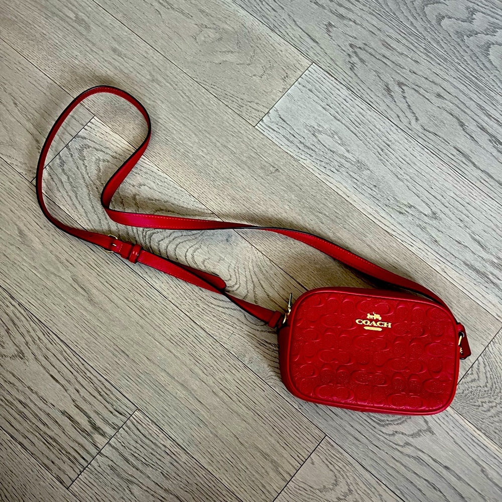 COACH RED Mini Jamie Camera Bag In Signature Leather